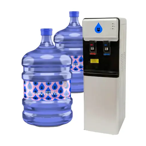 PACK DISPENSADOR PEDESTAL GRAY+ 2 BOTELLONES RECARGABLES DE 20 L